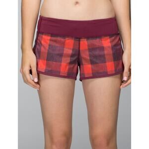 Lululemon Run: Speed Short 2.5 Yama Check Heathered Flaming Tomato Rust Berry